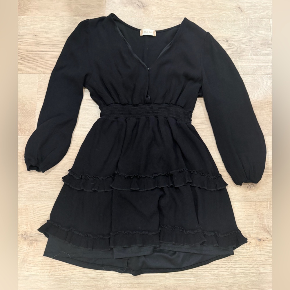 Altar'd State Black Ruffled Mini Dress